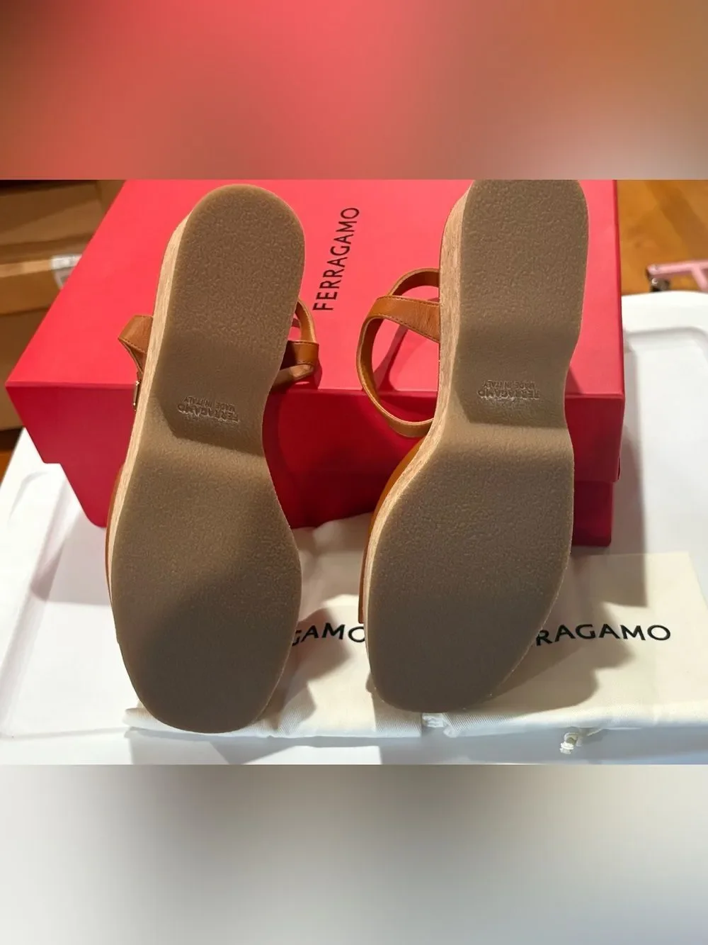Ferragamo Selna leather wedge sandals Size 9.5C